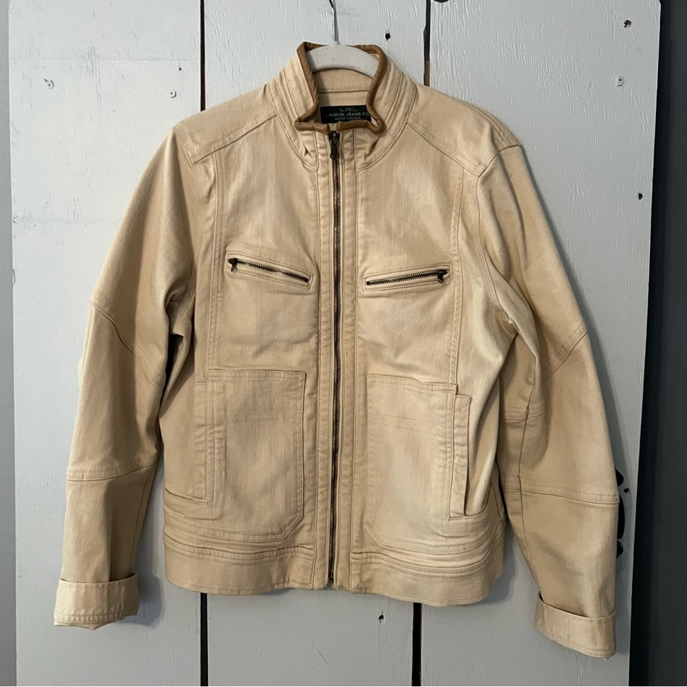 Lauren Ralph Lauren Women Jacket Large Leather Detail Cotton Blended